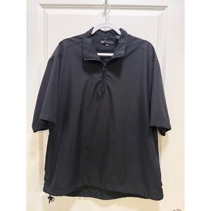 Wedge Mens Short Sleeve Quarter Zip Golf Windbreaker Black Pullover Size M